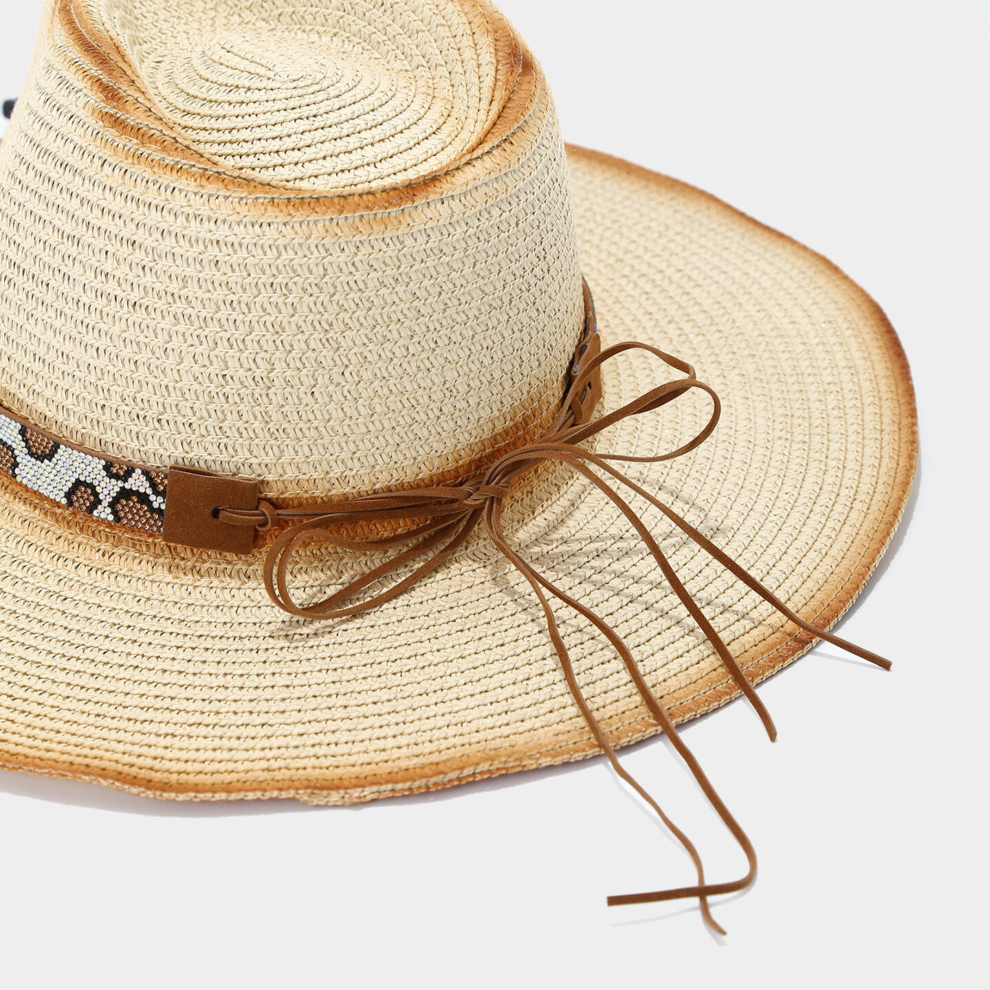 Vacation Leopard-patterned Crystal Women's Straw Hats thumbnail 5