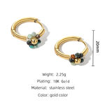 Simple Flower Stainless Steel Waterproof Gold Color Women's Hoop Earrings thumbnail 2