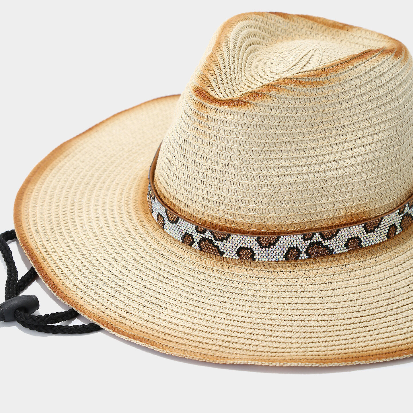 Vacation Leopard-patterned Crystal Women's Straw Hats thumbnail 4