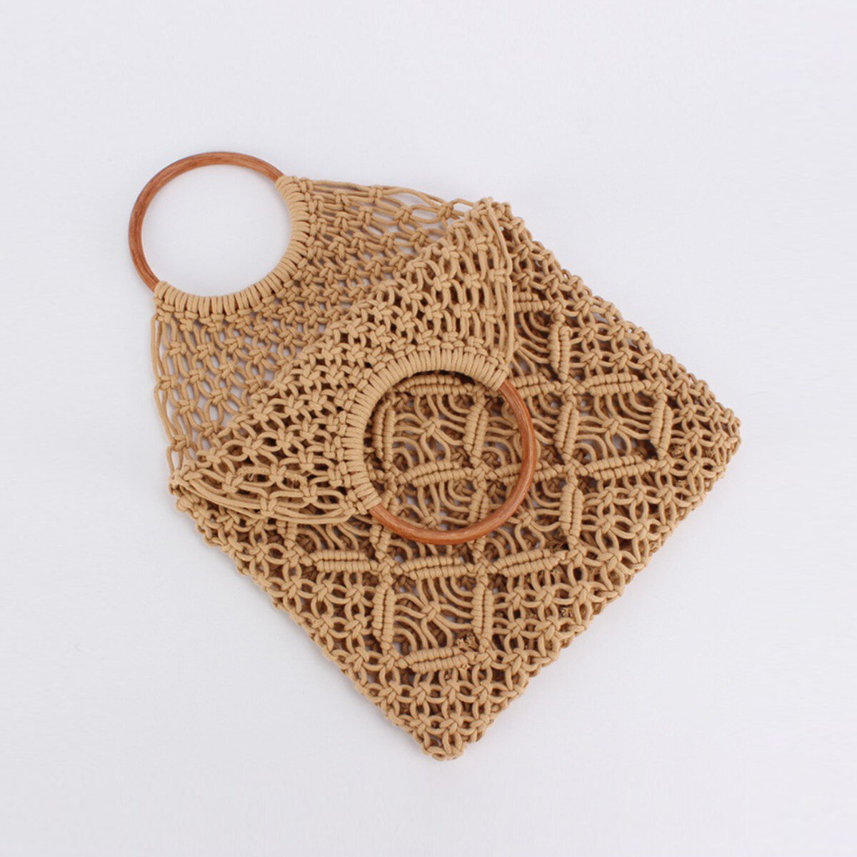 Vacation Style Woven Solid Color Hollowed-Out Braided Rope Women's Tote Bag 2
