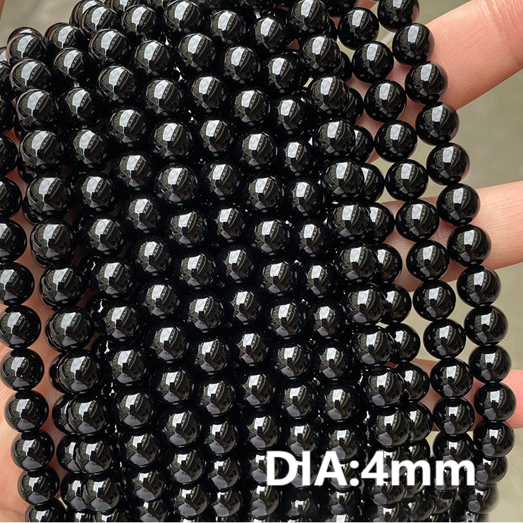 1 String Black Agate Annular Natural Stone Jewelry Beads