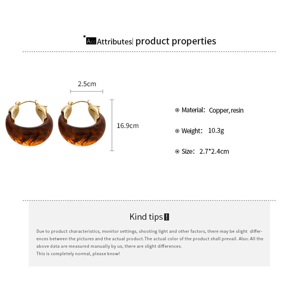 1 Pair Ombre Resin Copper Hoop Earrings thumbnail 3