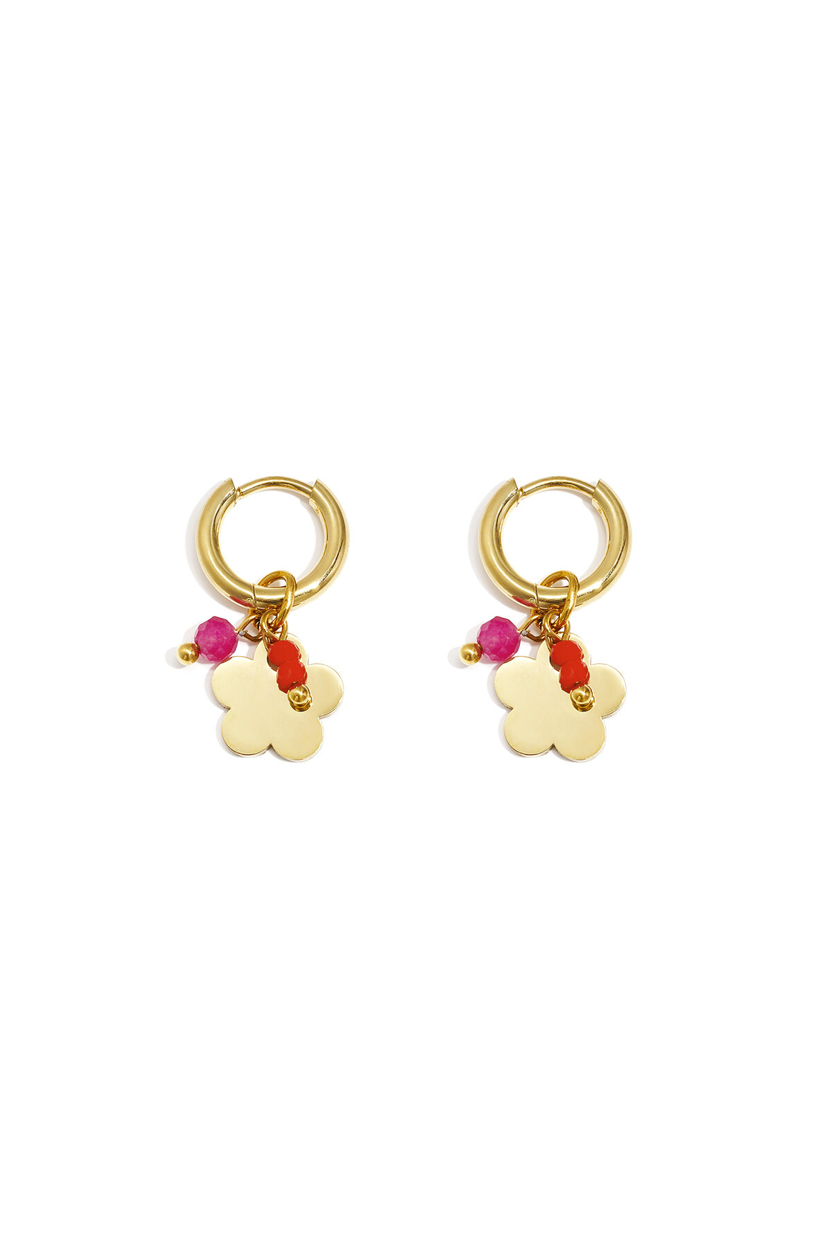 Earrings with hanging flower and beads thumbnail 1