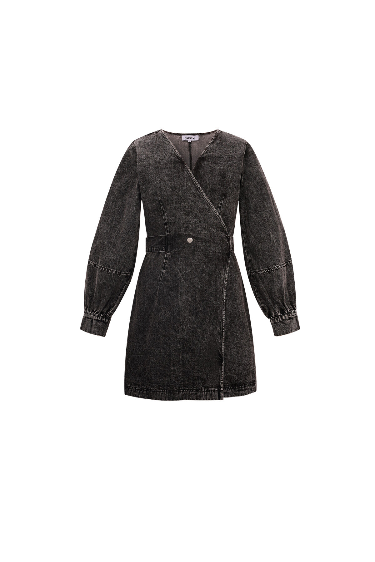 Cotton Women's Mini Dress Wrap Style Double Button Closure