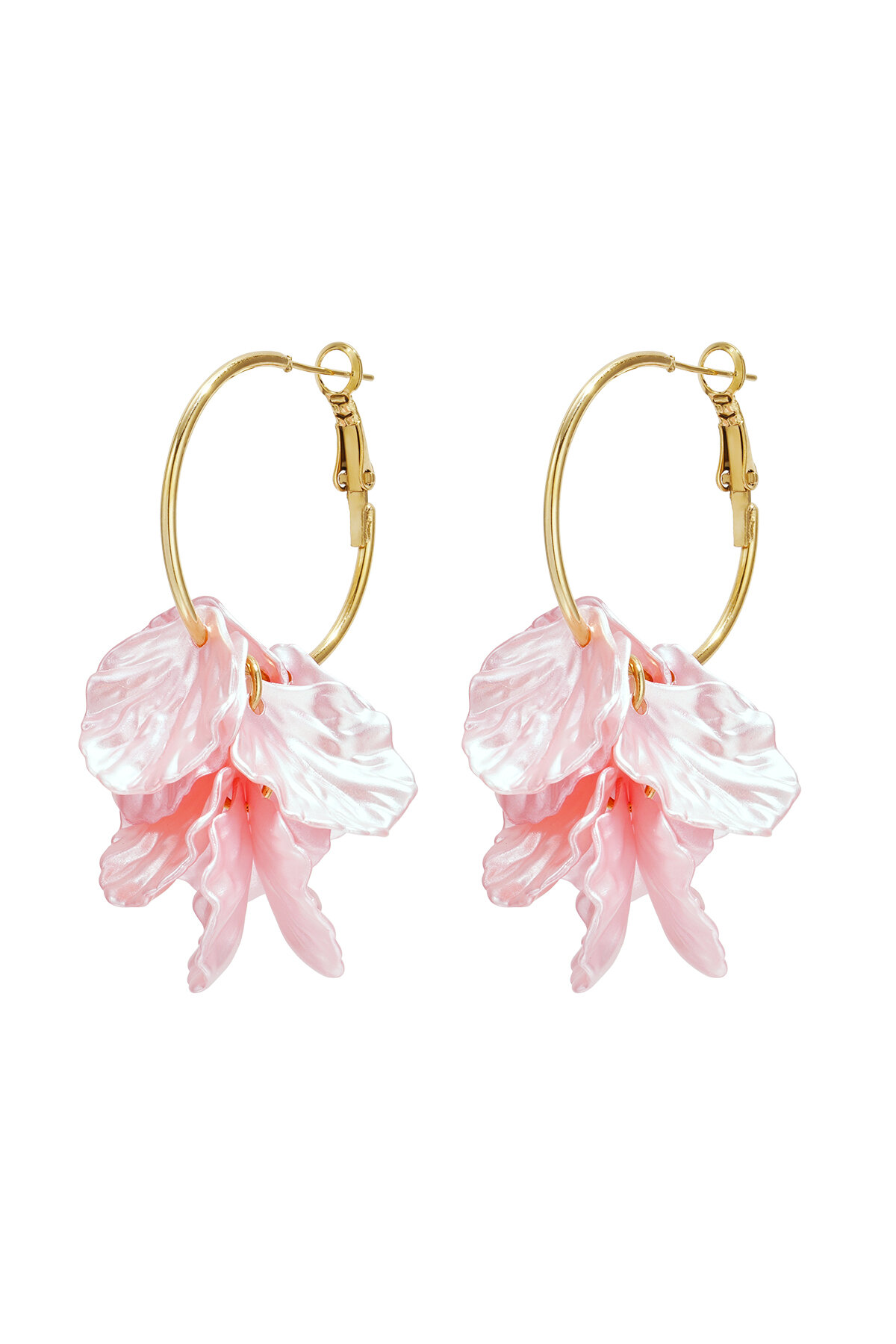 Hoop earrings with mother-of-pearl leaves thumbnail 1