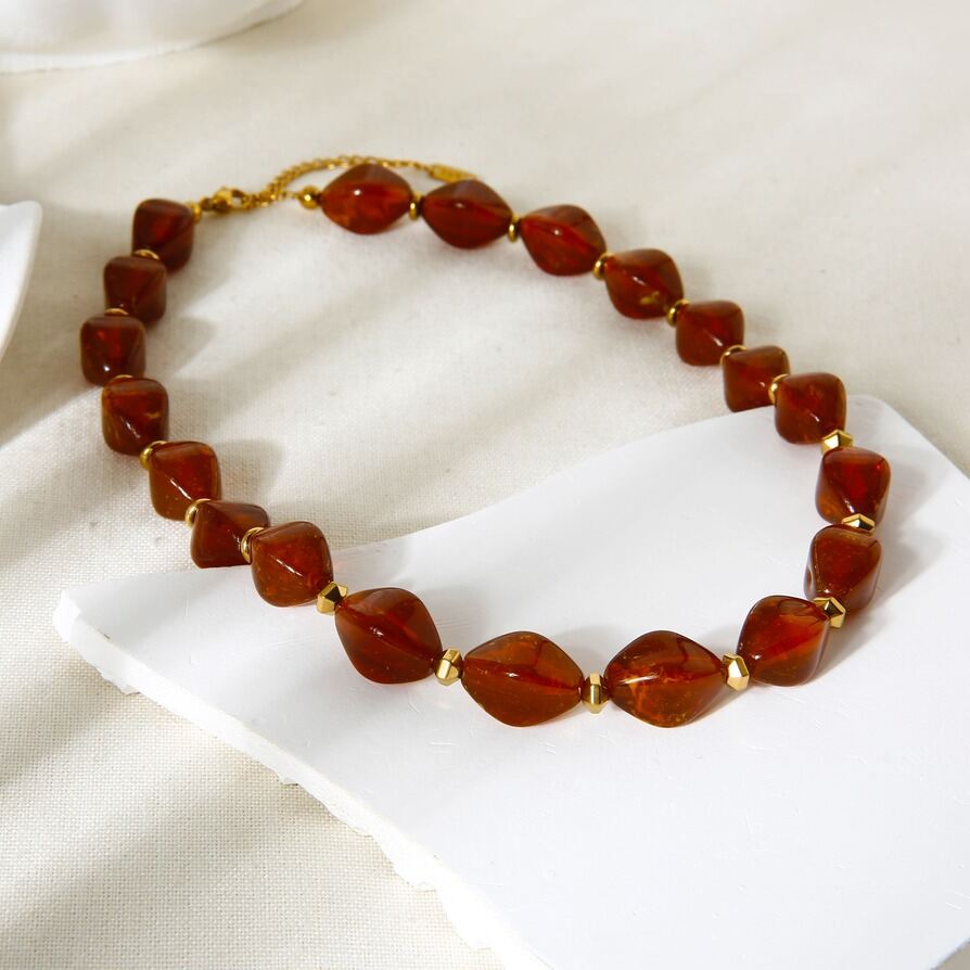 1 Piece Acrylic Irregular Beads Hematite Gold Color Necklace thumbnail 5