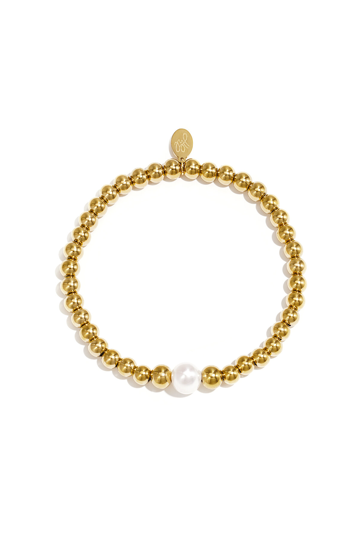 Beaded bracelet pearl in the middle Stainless Steel thumbnail 1