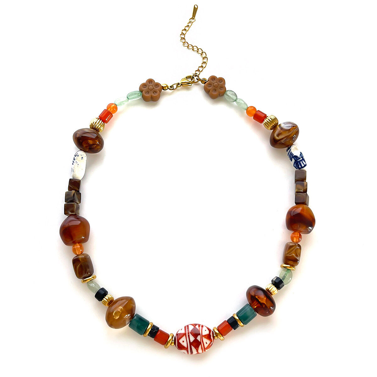 1 Piece Resin Beads Natural Stone Beaded Necklace