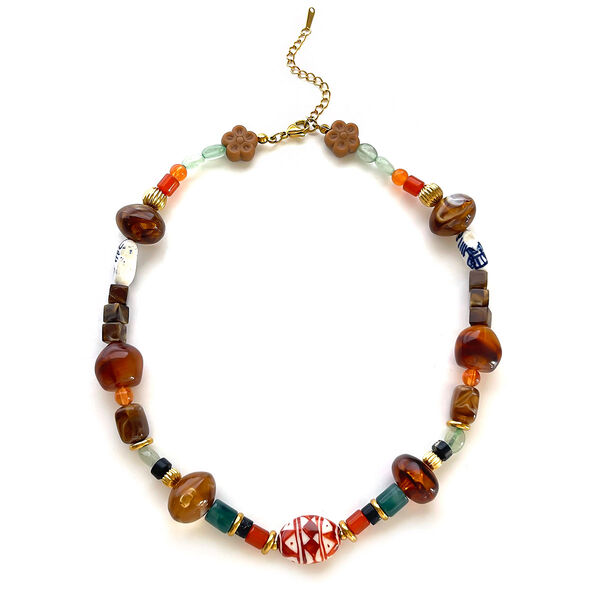 1 Piece Resin Beads Natural Stone Beaded Necklace - 1