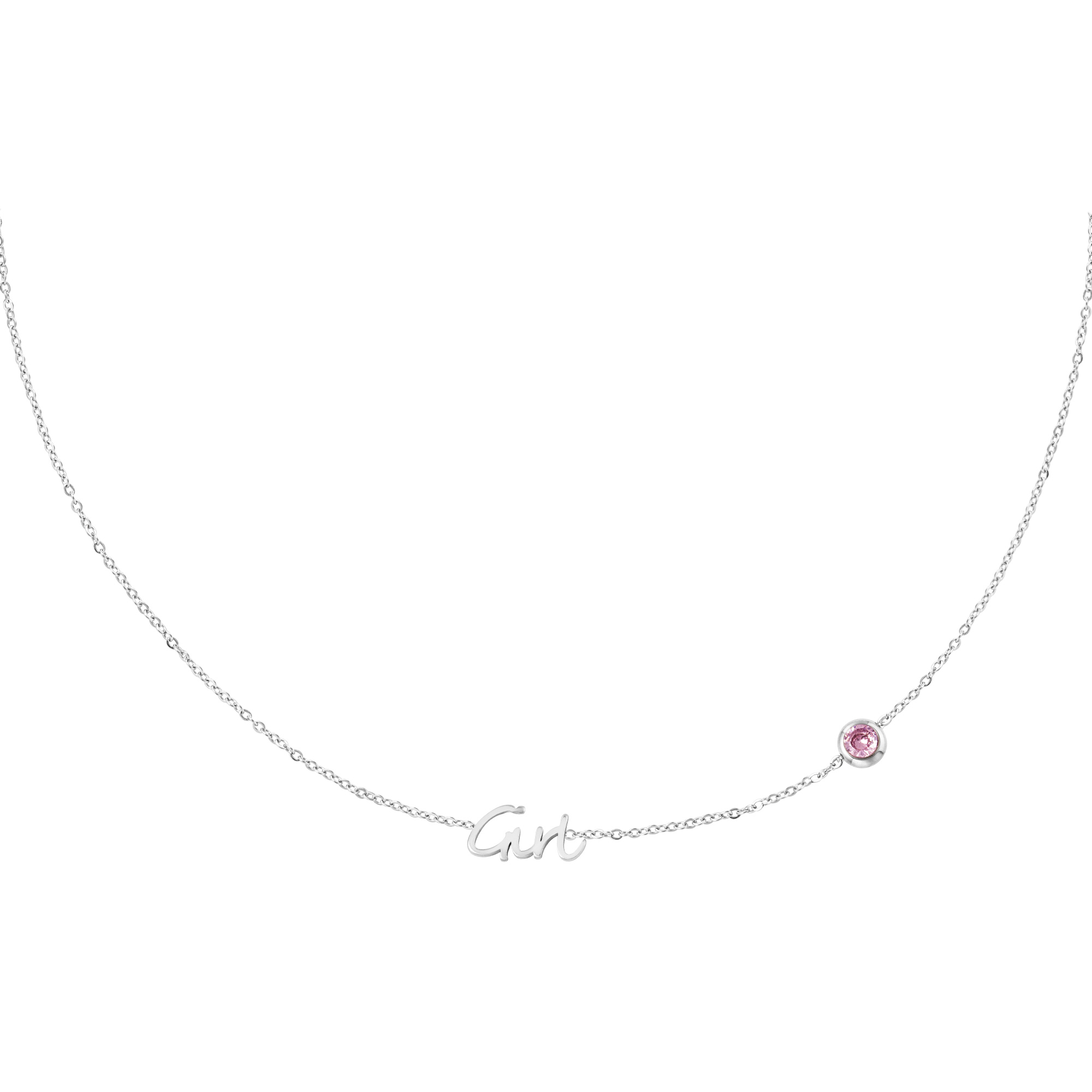 Birthstone Necklace Girl Silver h5 