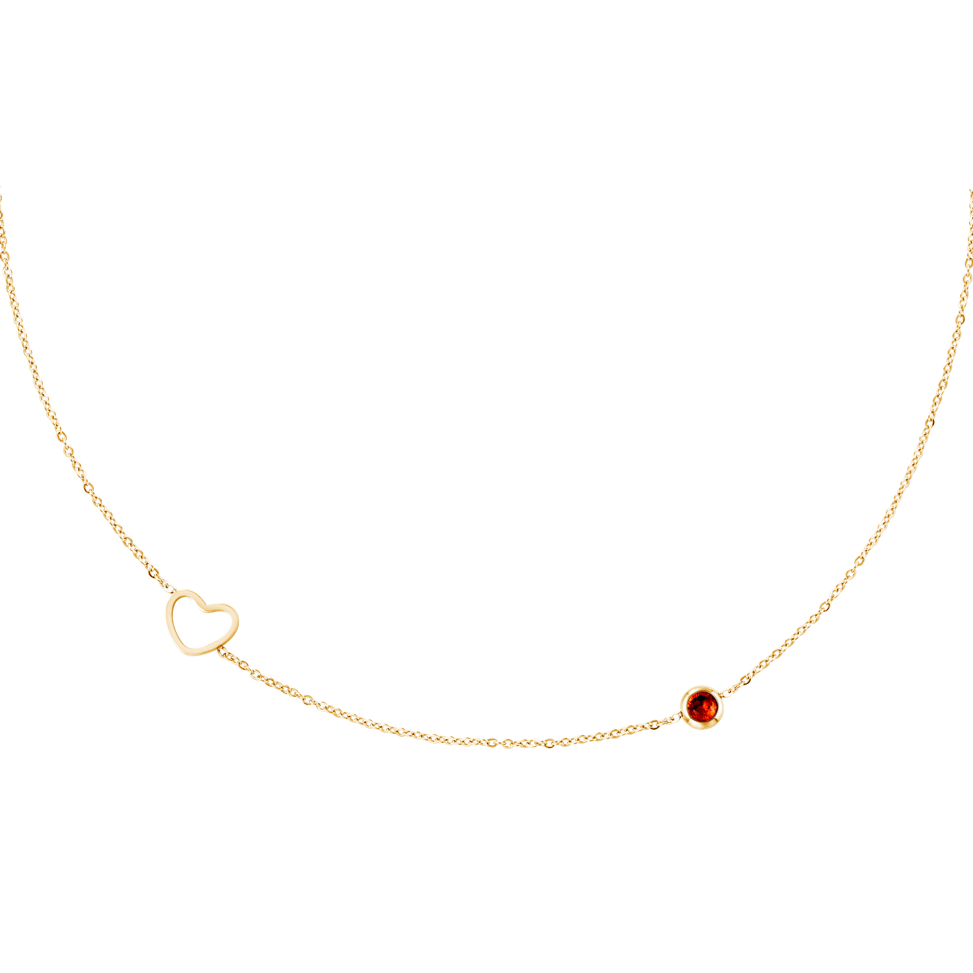 Birthstone necklace January gold