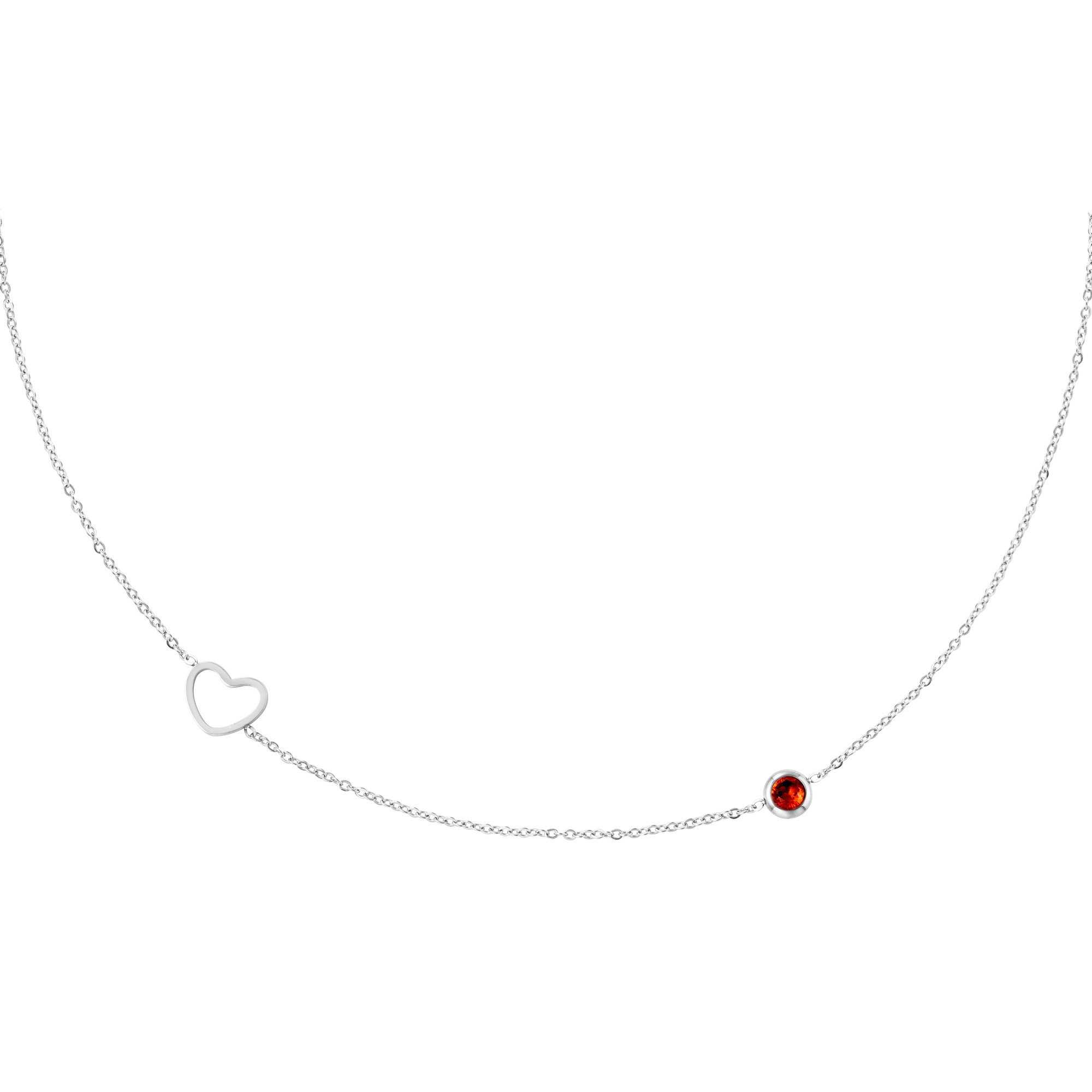 Birthstone necklace January silver