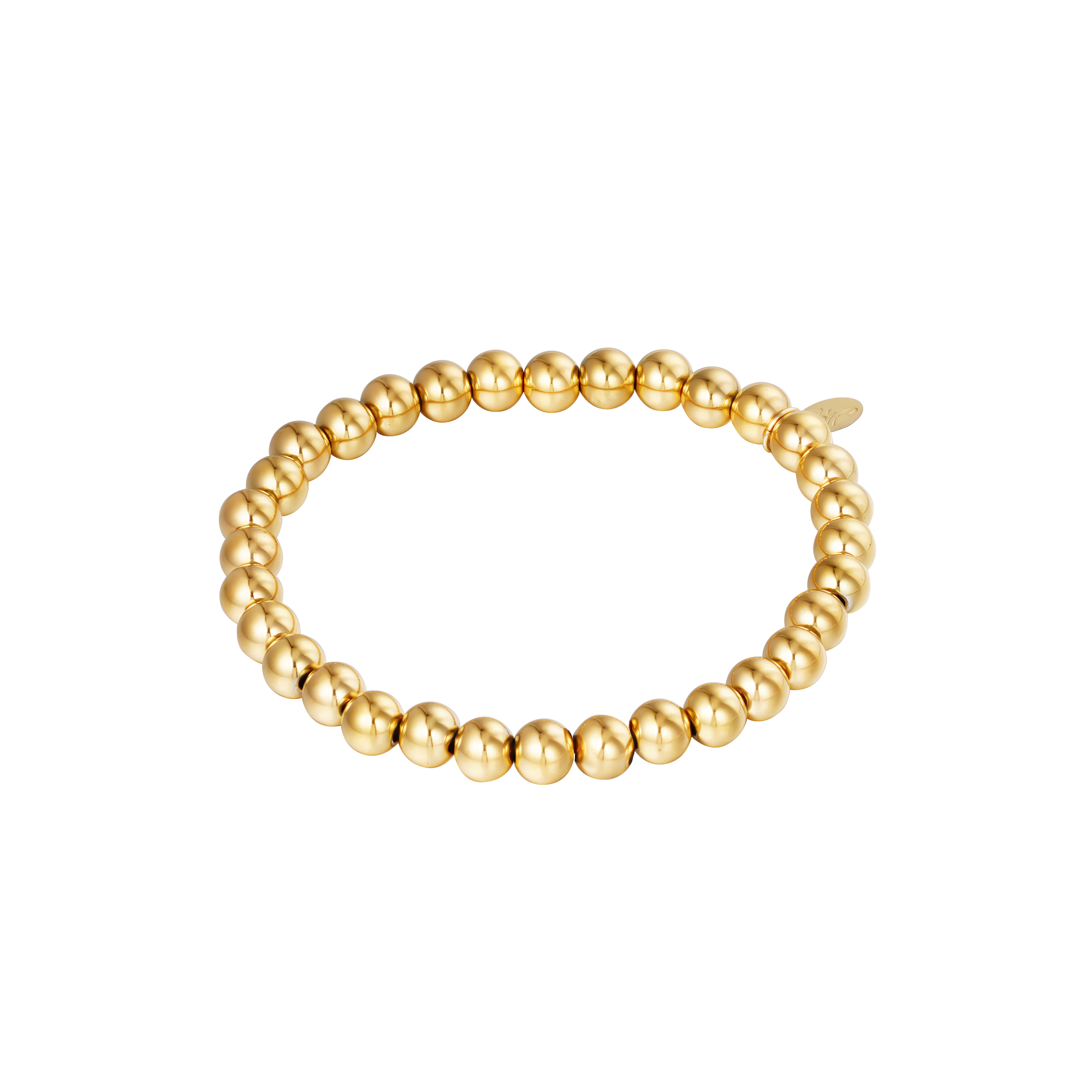 Bracelet Big Beads Gold Color Stainless Steel-6MM 2