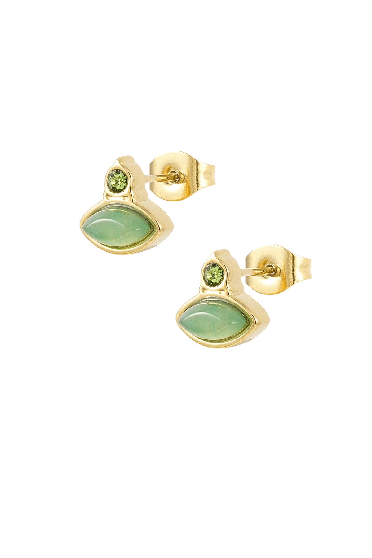 Vintage earrings rhinestone studs - emerald light green