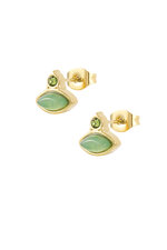 Vintage earrings rhinestone studs - emerald light green thumbnail 1