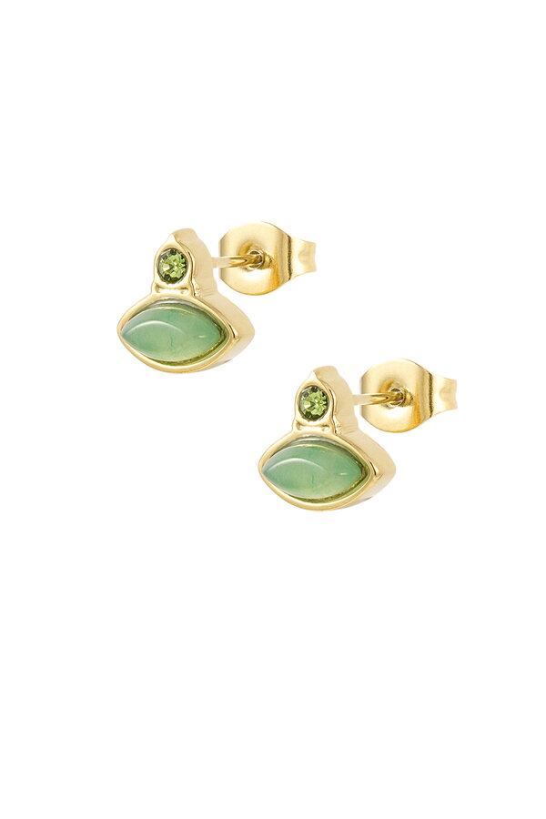 Vintage earrings rhinestone studs - emerald light green - 1