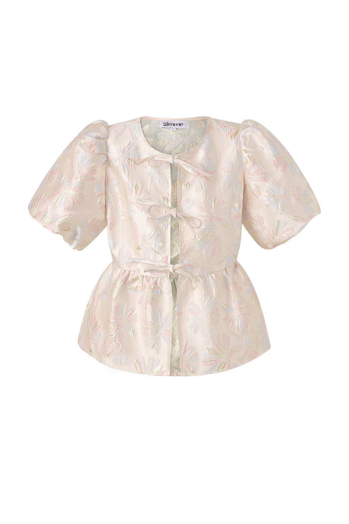 Woven Polyester Fiber Women's Short Sleeve Top Elegant Floral Print h5 