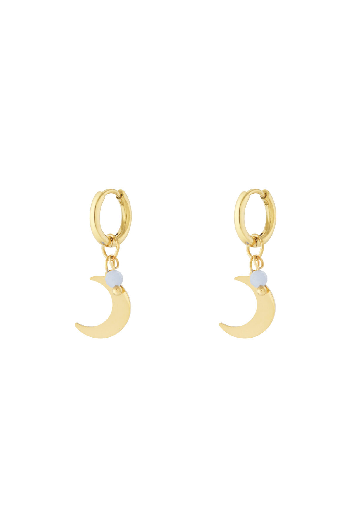 Earrings with moon charm and coloured bead thumbnail 3
