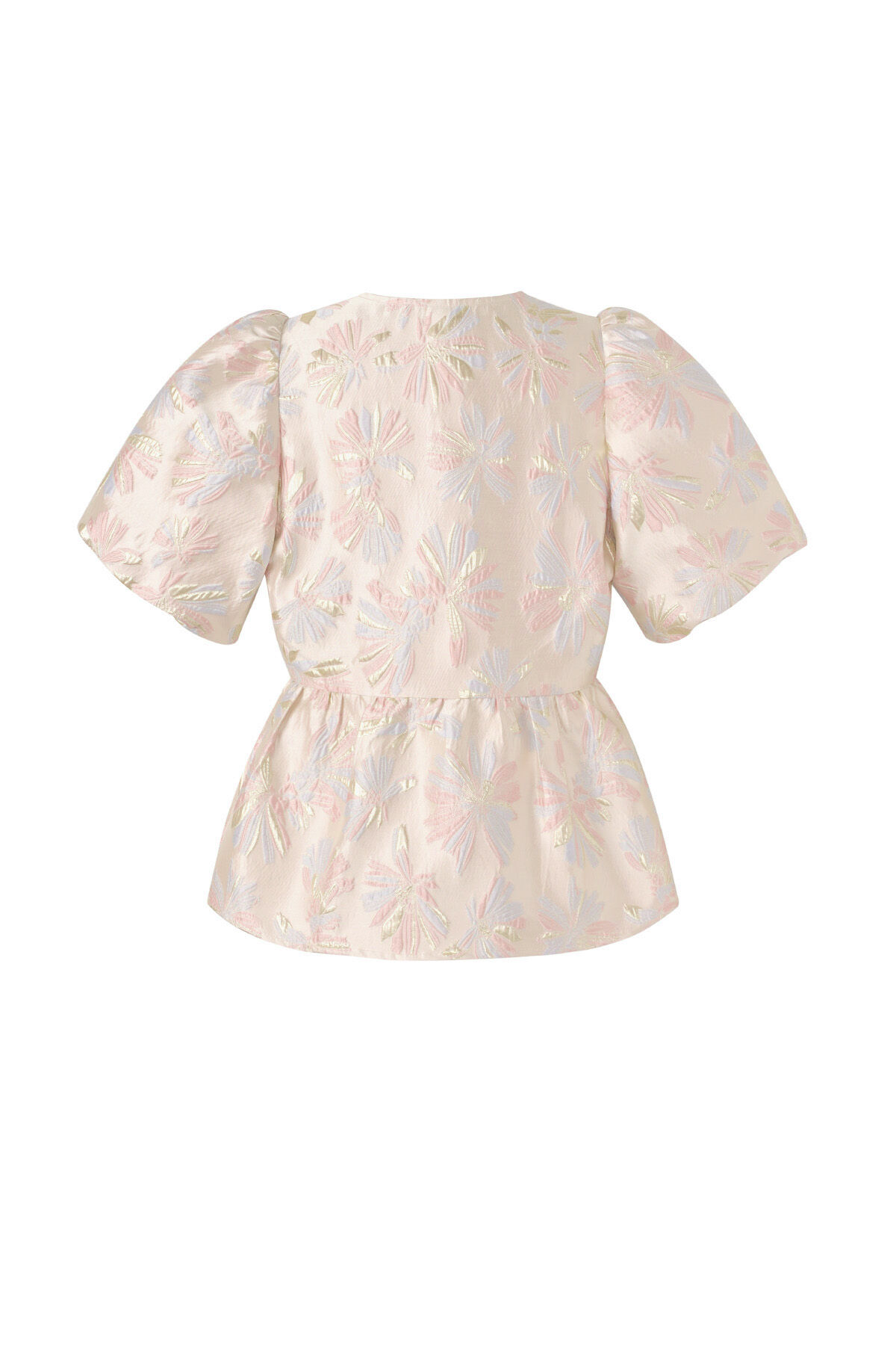 Woven Polyester Fiber Women's Short Sleeve Top Elegant Floral Print Picture3