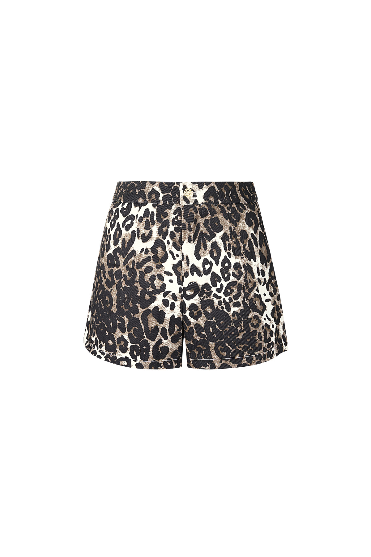 Cotton Women's Shorts Leopard Print High Waist - 1