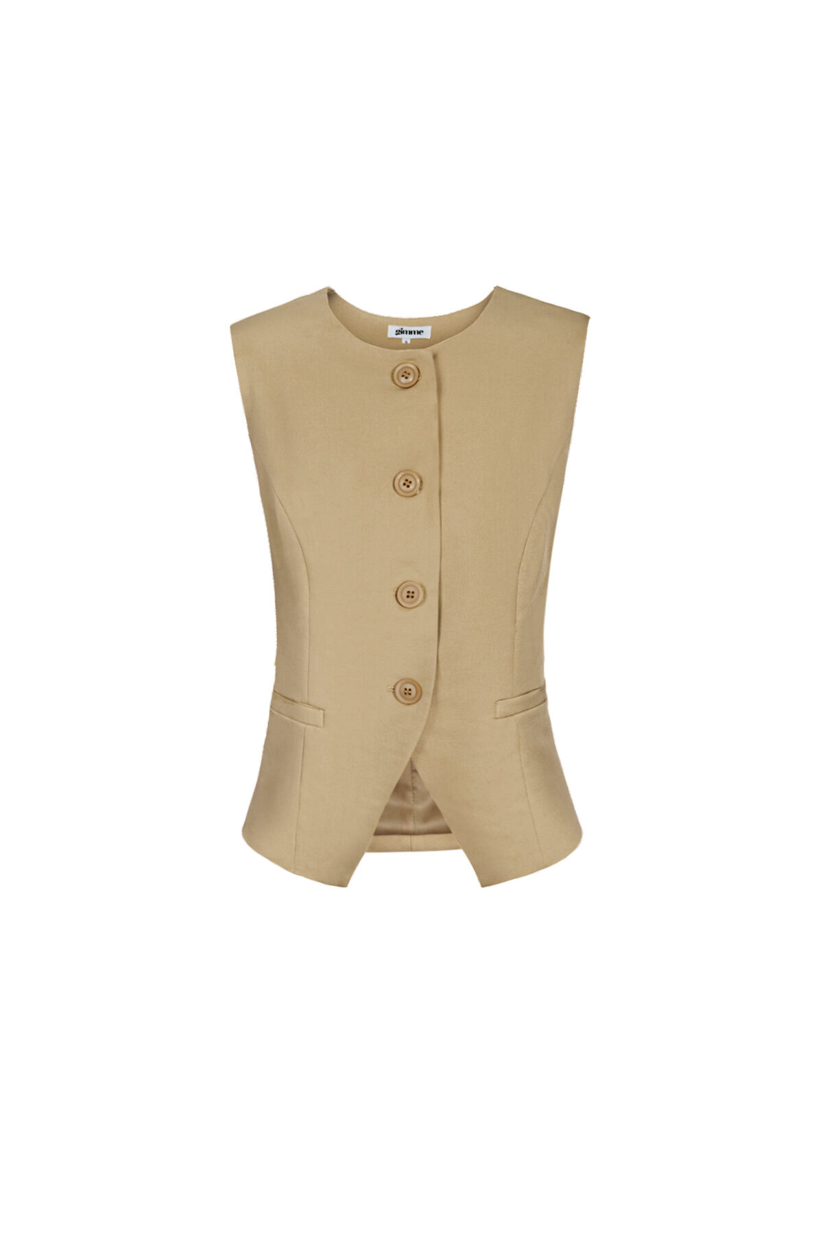 Polyester Women's Sleeveless Top Structured Button-Down Design 2
