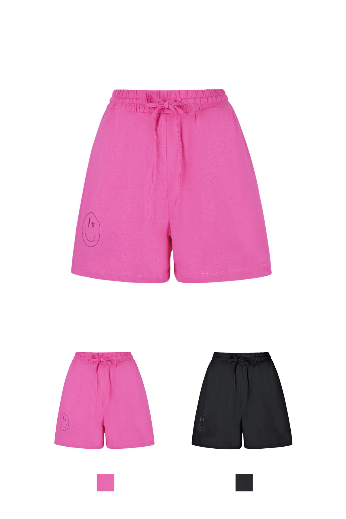 Cotton Women's Casual Shorts Drawstring Elastic Waist thumbnail 3
