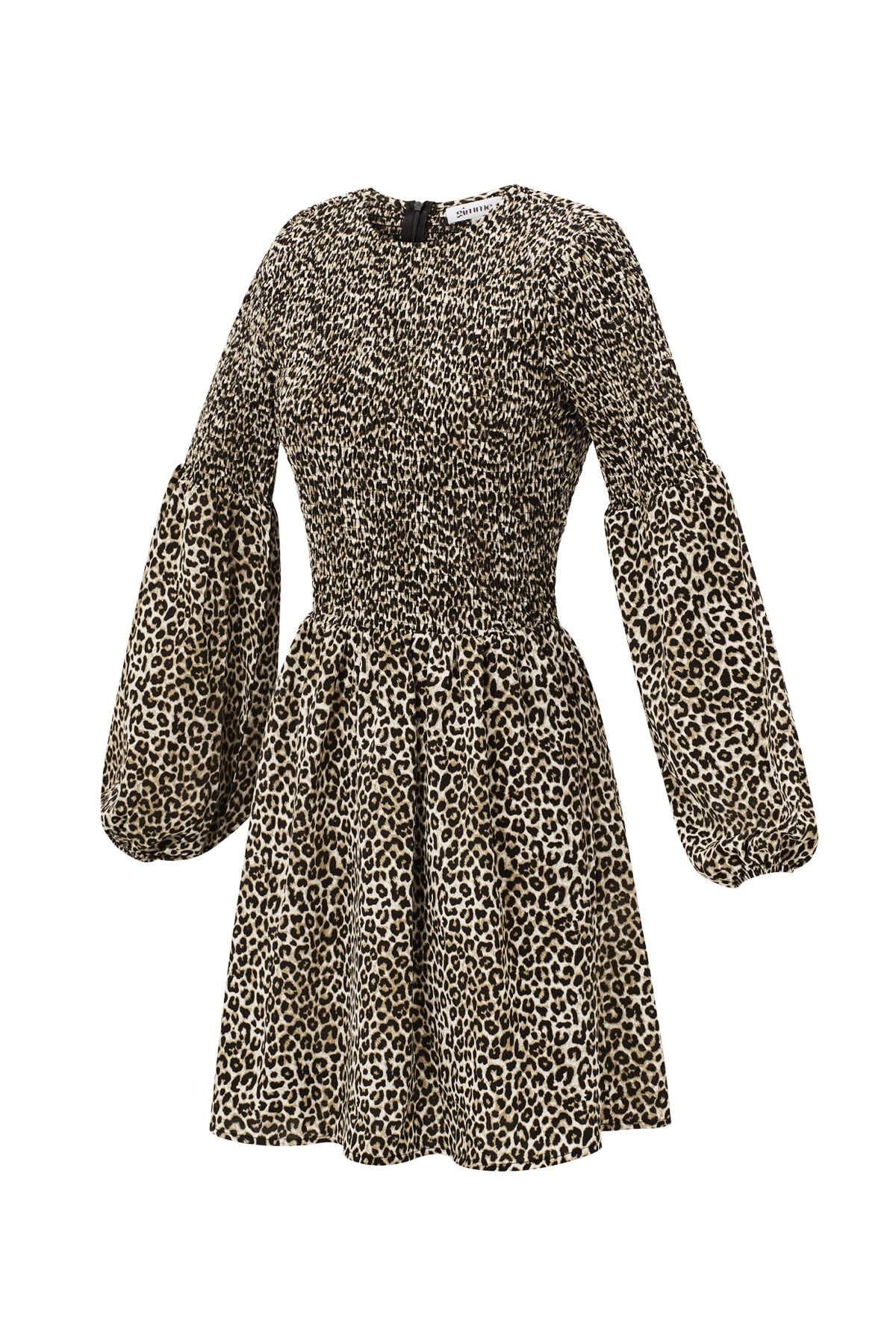Polyester Women's Mini Dress Leopard Print Puff Sleeve thumbnail 6