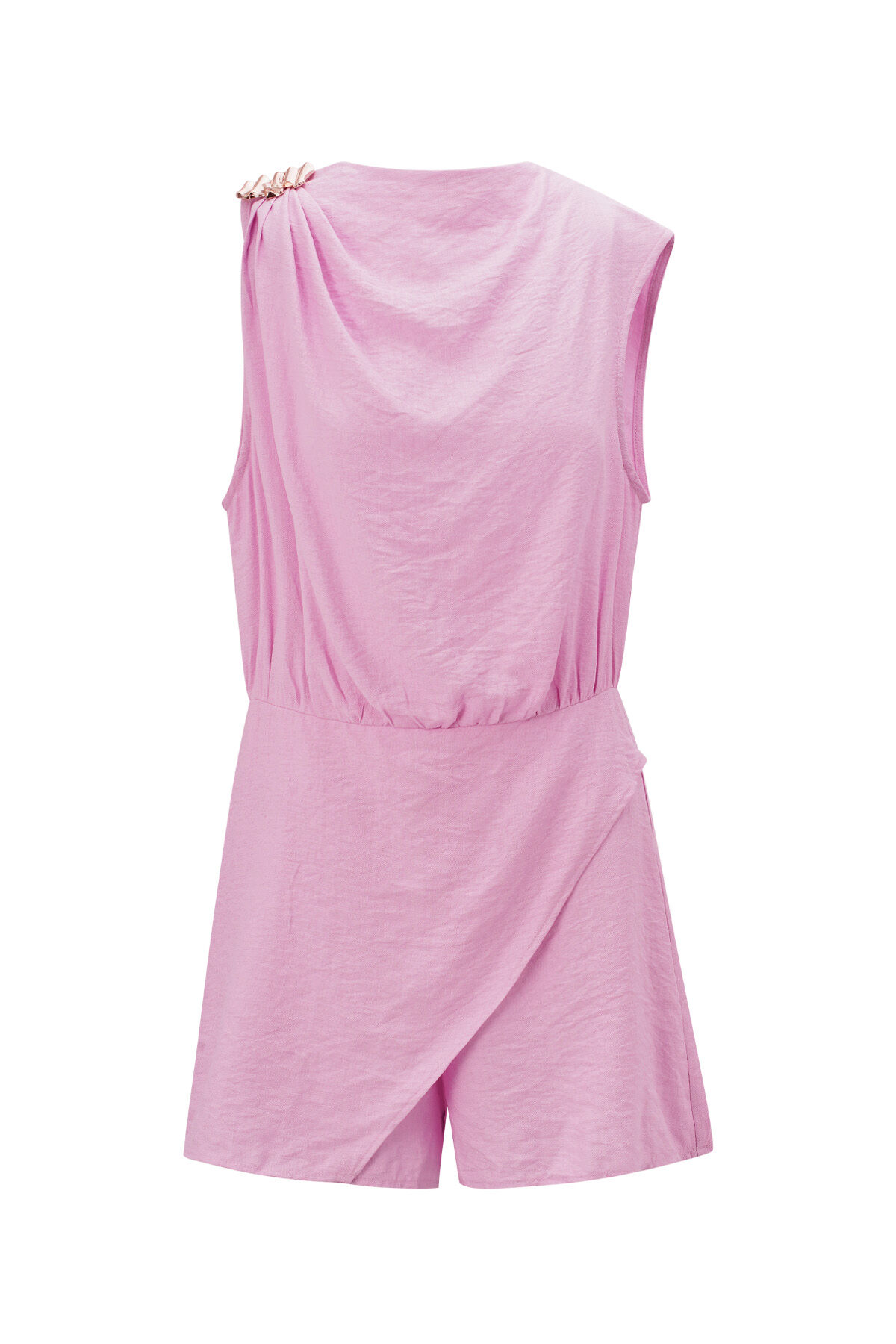 Viscose Women's Mini Dress Asymmetric Draped Design thumbnail 1