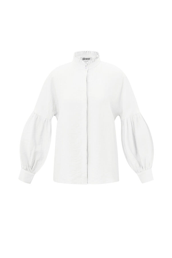 Viscose Women's Blouse Puff Sleeve High Neck - 1