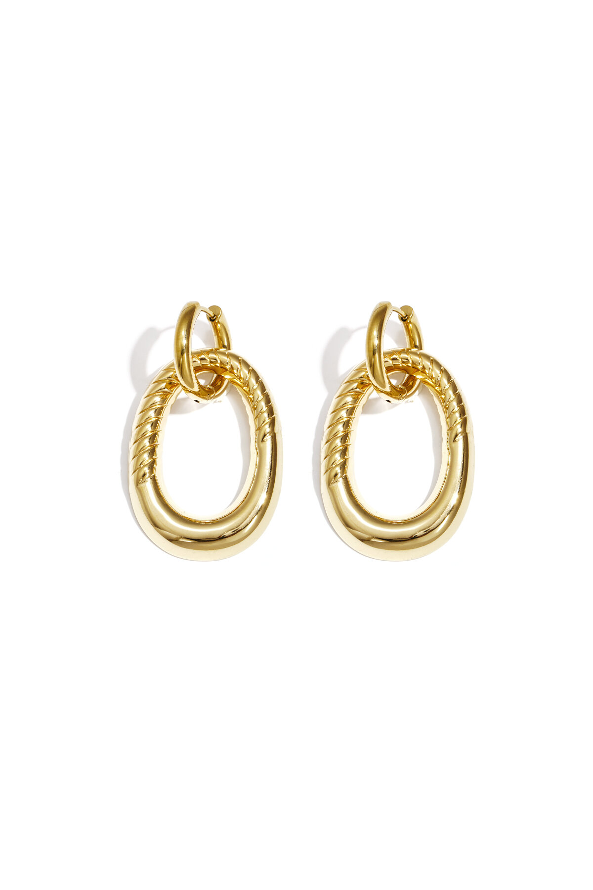 Statement earrings with detailed oval pendant 2