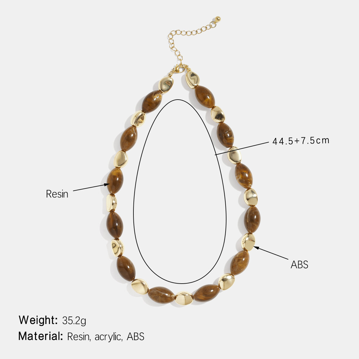 1 Piece Retro Irregular Shape Resin Beaded Necklace thumbnail 2