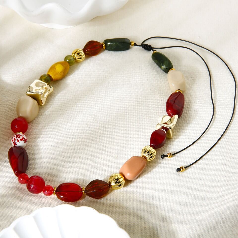 1 Piece Retro Irregular Shape Acrylic Beaded Necklace thumbnail 3