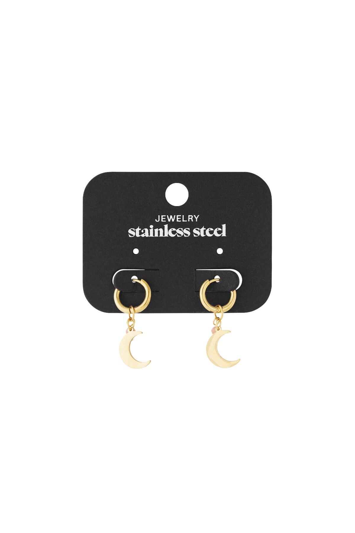Earrings with moon charm and coloured bead thumbnail 4