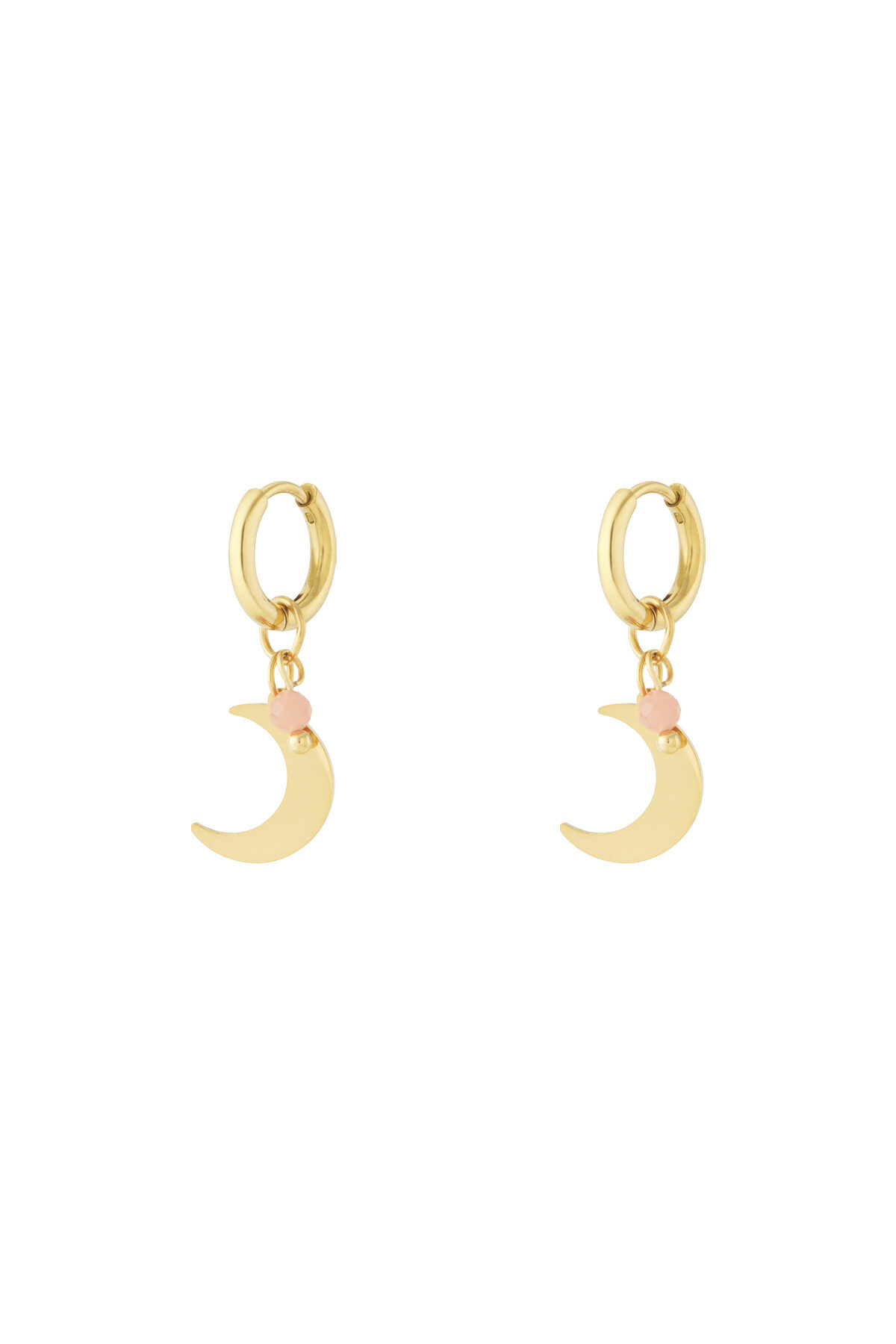 Earrings with moon charm and coloured bead thumbnail 1
