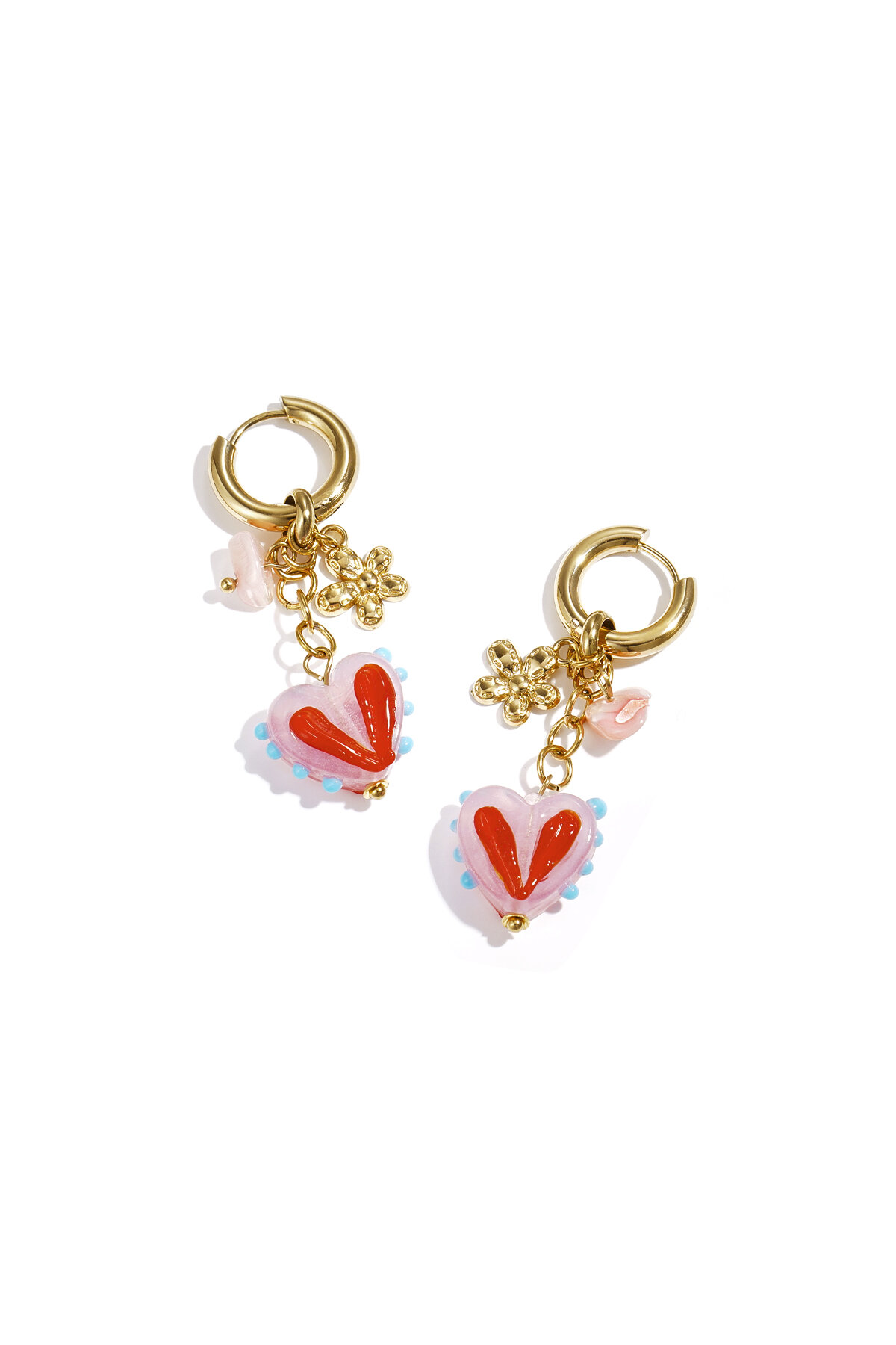 Earrings with colorful heart charms thumbnail 1