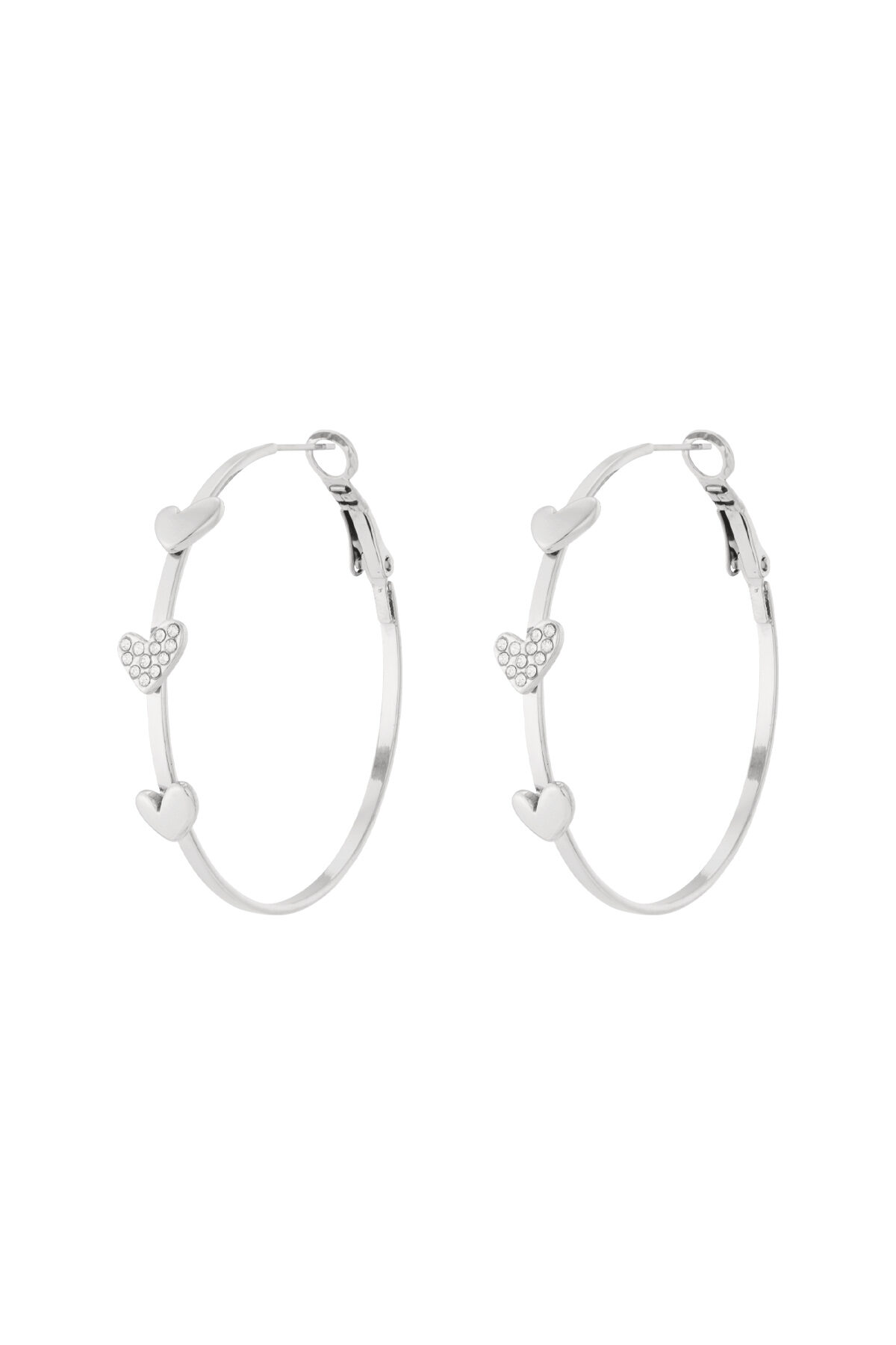 Lovely hoop earrings with 3 hearts thumbnail 3