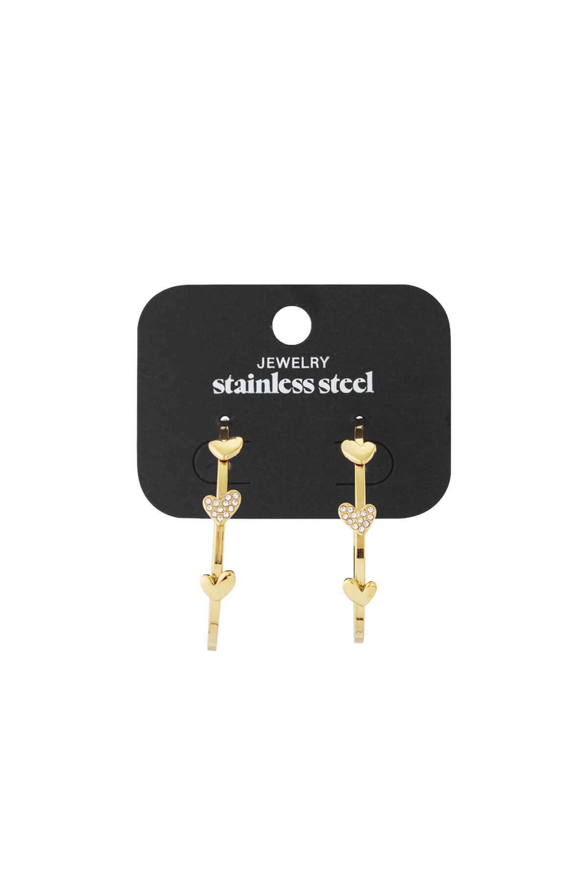 Lovely hoop earrings with 3 hearts thumbnail 4