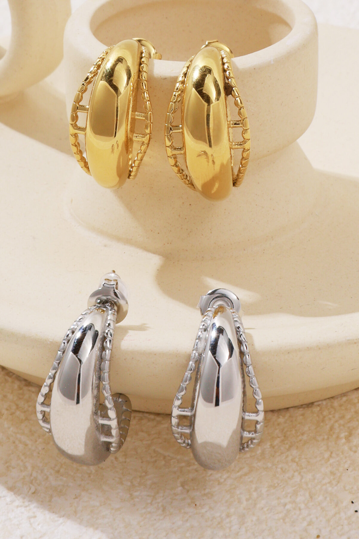 Stainless Steel Hoop Earrings Geometric Casual Daily thumbnail 4