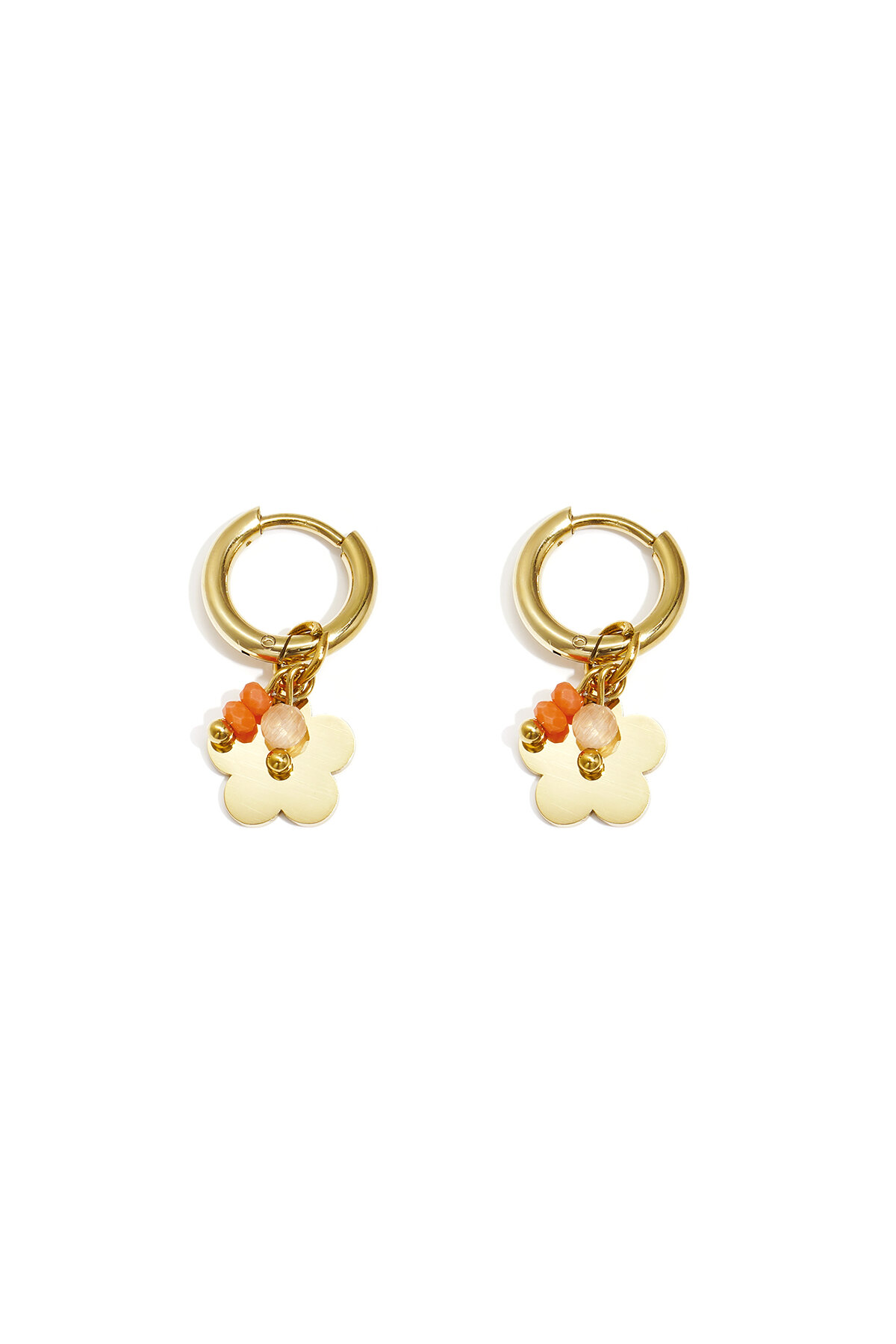Earrings with hanging flower and beads thumbnail 2