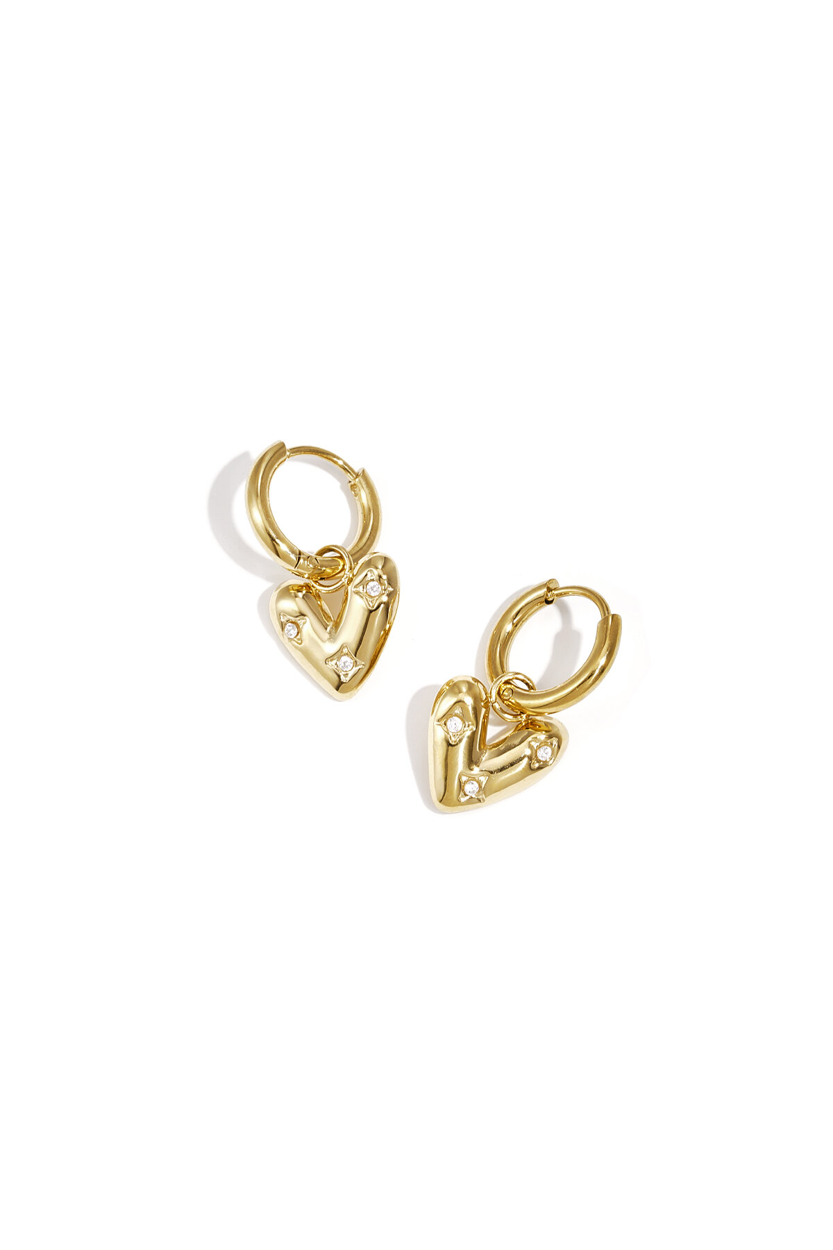 Earrings with heart-shaped pendant and zircon 2