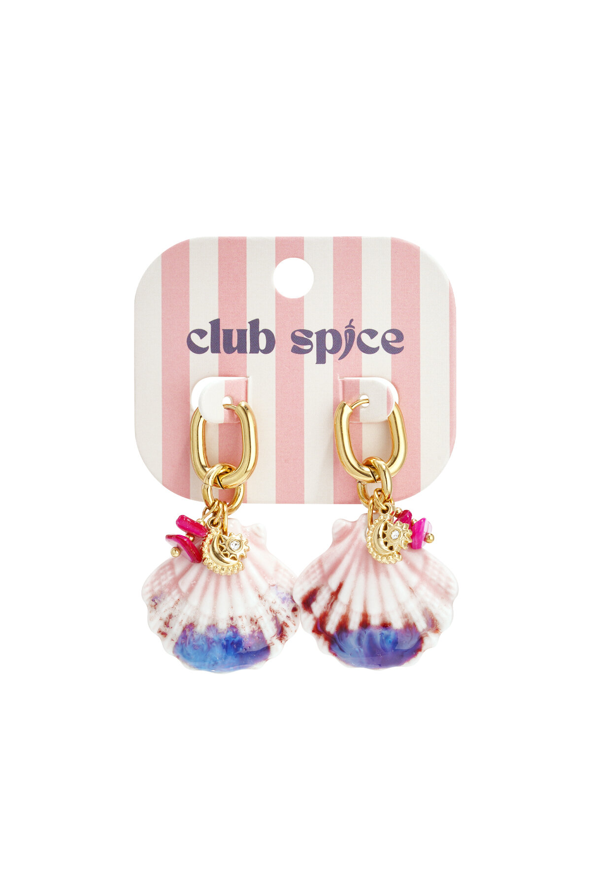Earrings with large shell and bead charms h5 Picture5