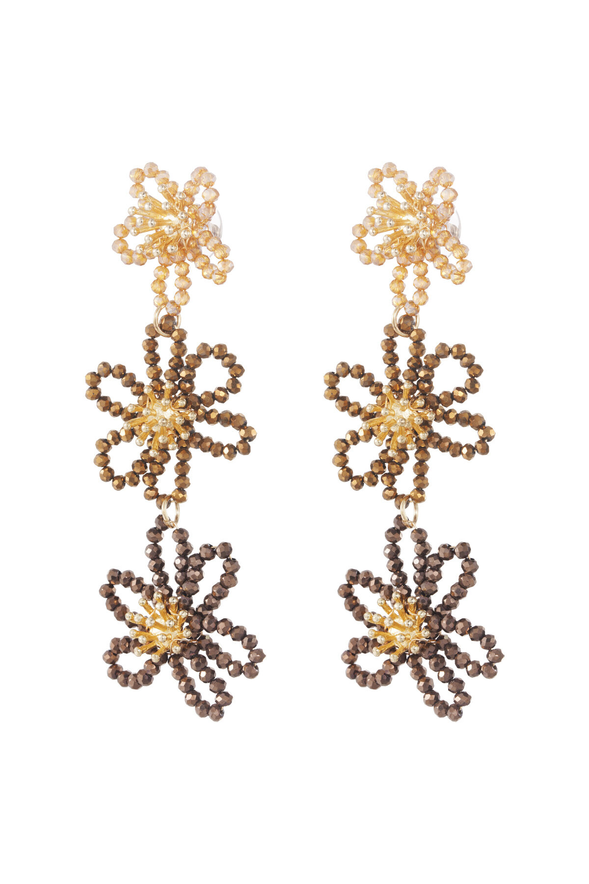 Flower party statement earrings - orange/purple - 1