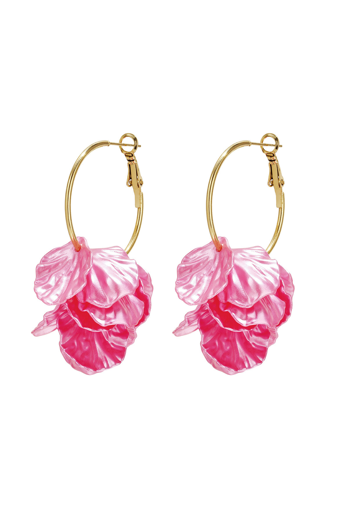 Hoop earrings with mother-of-pearl leaves thumbnail 4