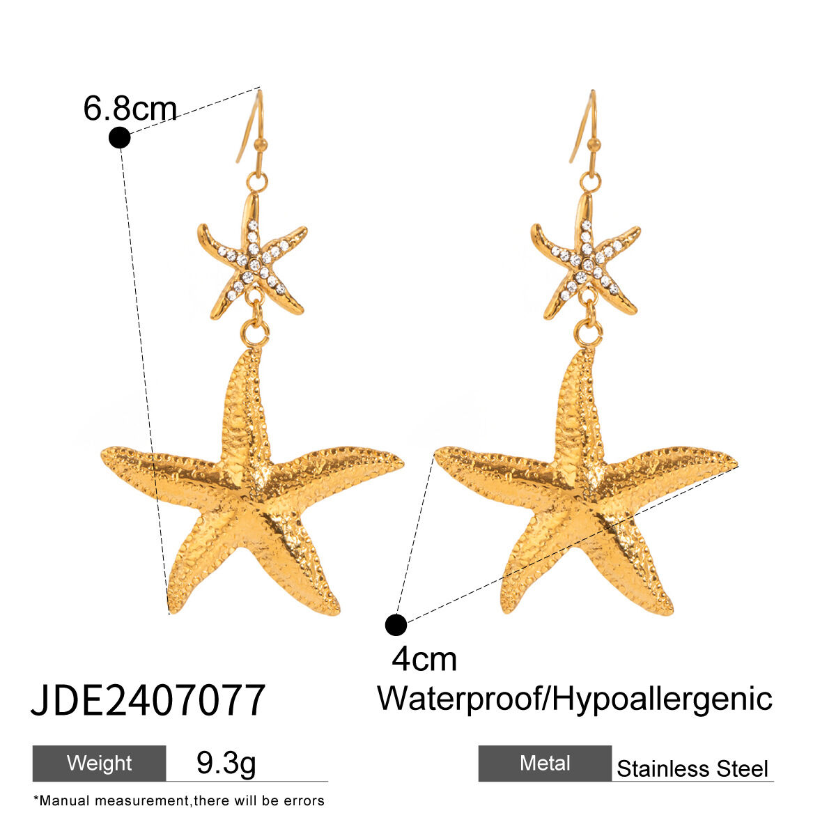 1 pair simple series vacation turtle stainless steel  gold plated rhinestone women drop earrings thumbnail 2