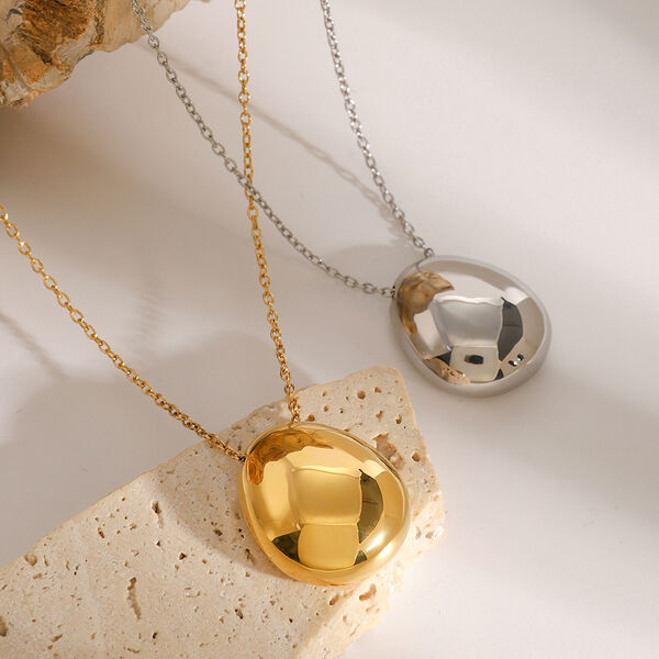 1 piece simple series simple solid color stainless steel gold plated women pendant necklaces - 1