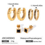 1 pair simple series casual geometric stainless steel gold plated rhinestone women earrings set thumbnail 2