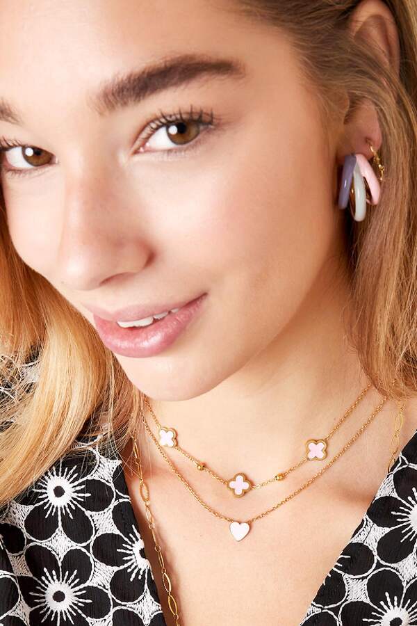 Necklace three clovers and tiny balls - 1