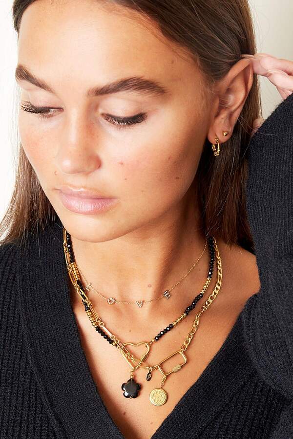 Stainless steel necklace with stones and heart - 1