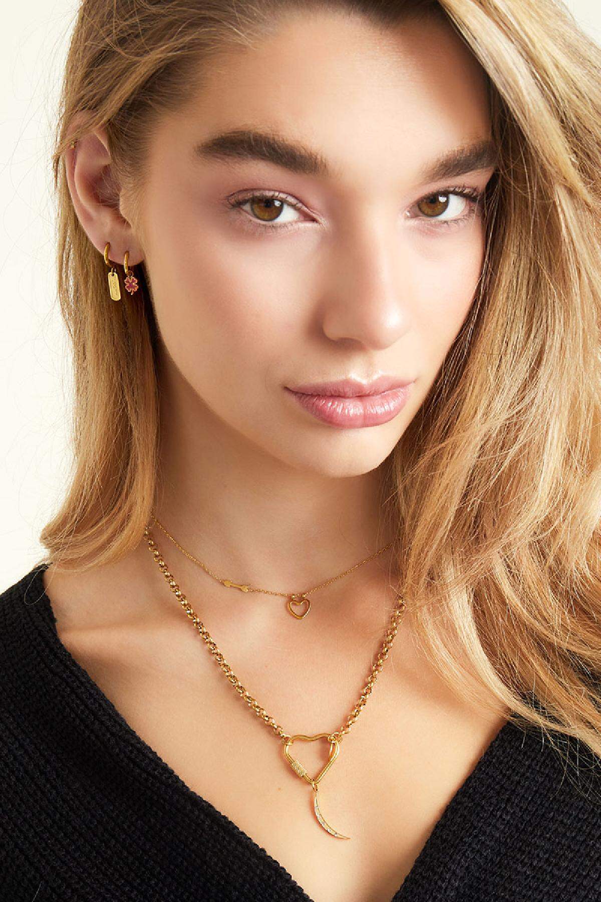 Stainless steel necklace heart closure - 1
