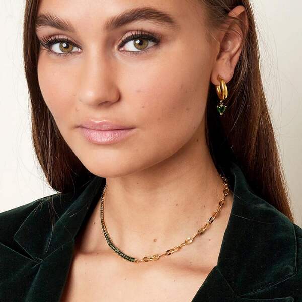 Necklace zircon and chain - 1